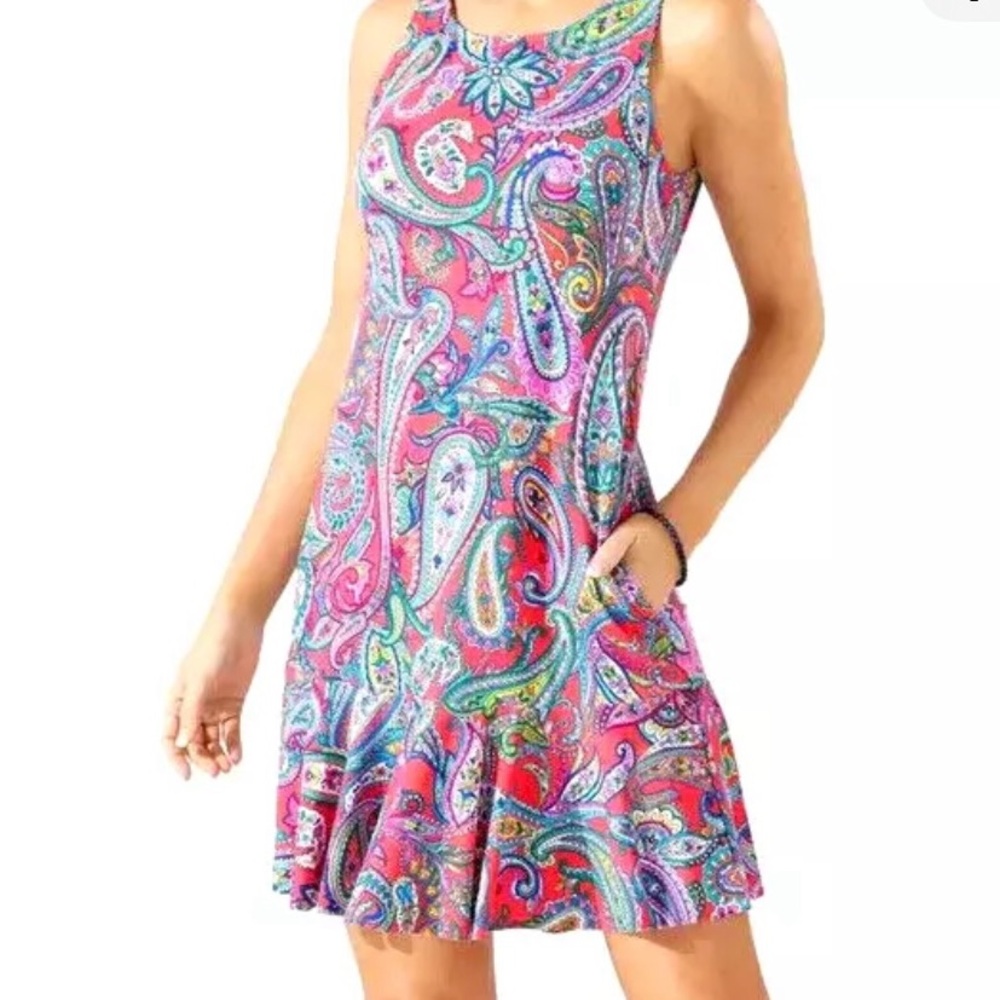 Tommy Bahama Lg EUC Mini  Dress, nylon/spandex, pockets, UPF 50+, hand wash